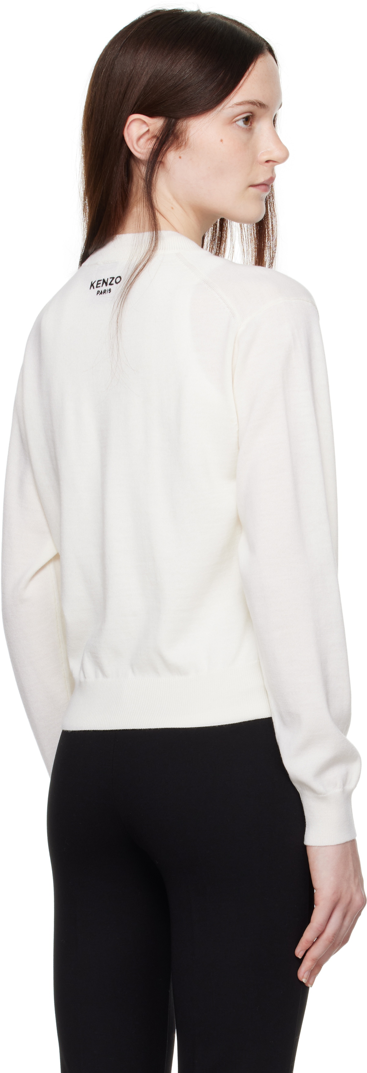 Kenzo Off-White Kenzo Paris 'Kenzo Pop' Embroidered Crewneck Cardigan