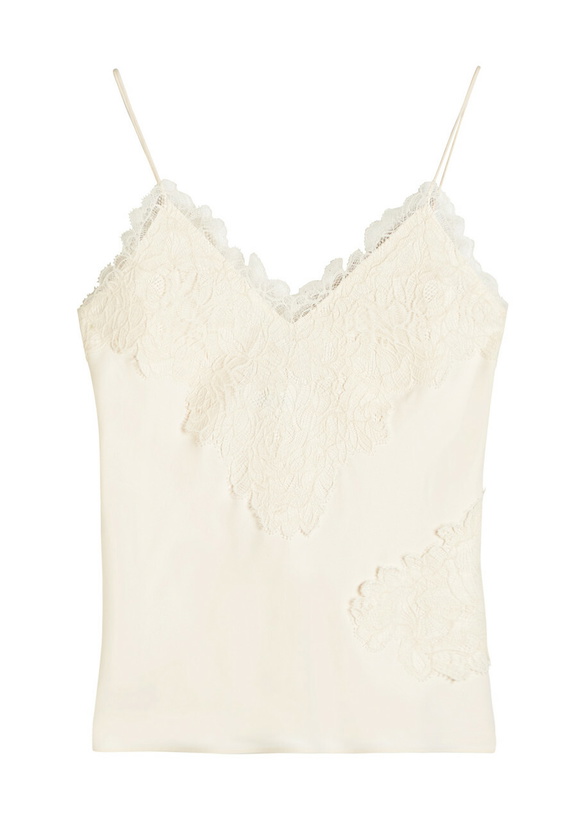 Photo: Rohe Lace-appliquéd Satin top Cream