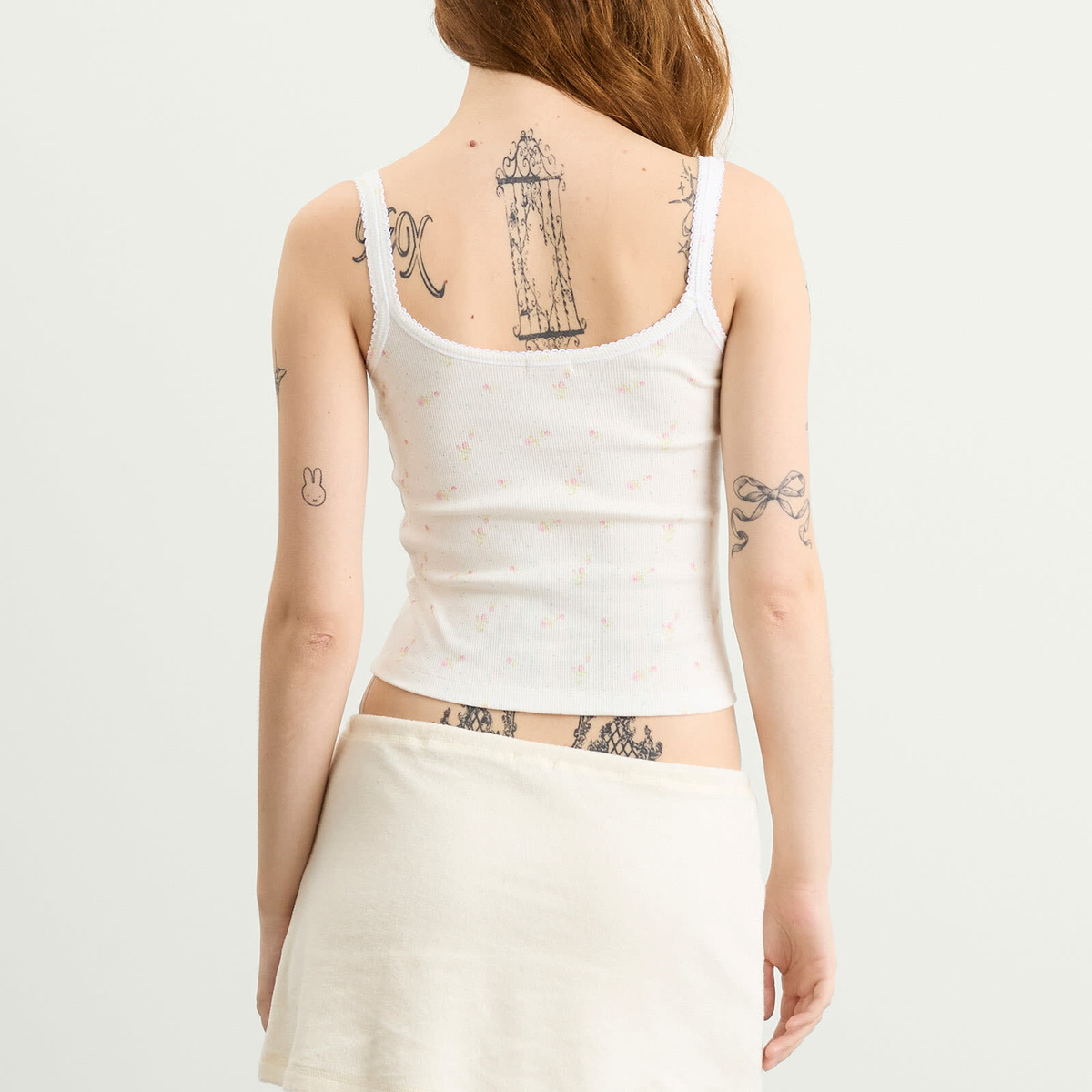 Fruity Booty Women's Ditsy Floral Vest in White