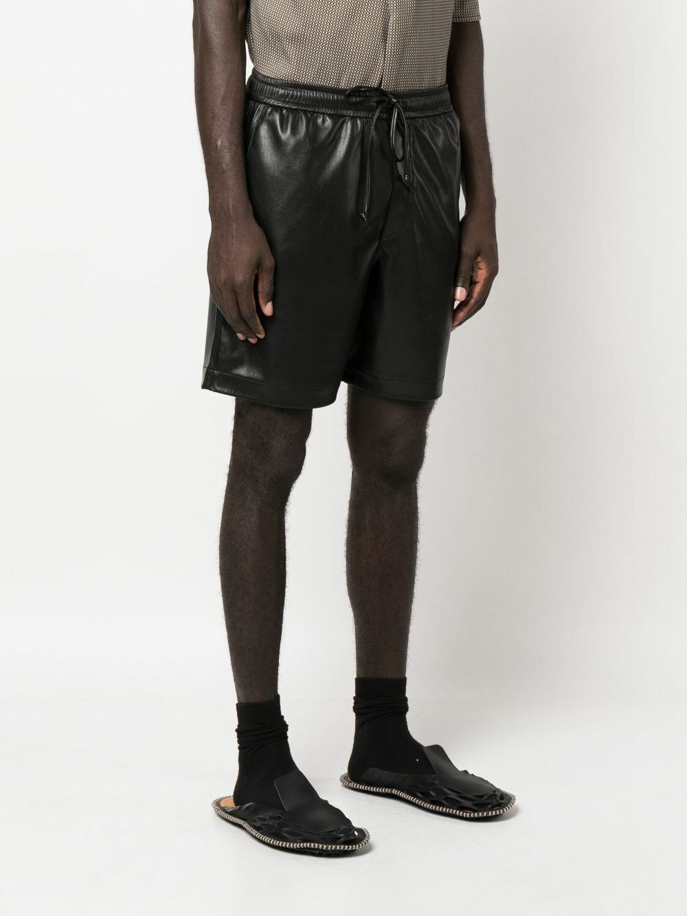 Nanushka Black Doxxi Vegan Leather Bermuda Shorts