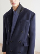 SAINT LAURENT - Double-Breasted Wool-Blend Coat - Blue