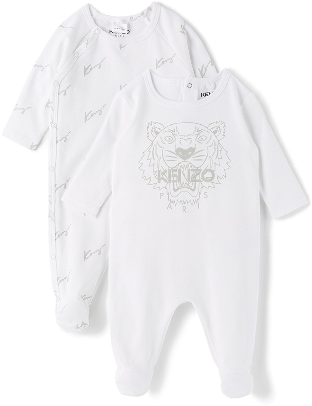 Photo: Kenzo Baby Two-Pack White Sleepsuits