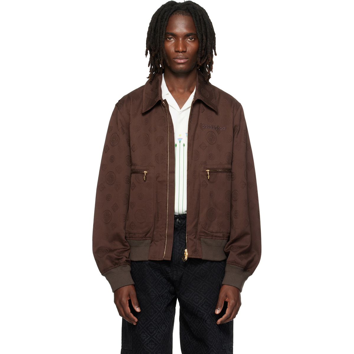 Casablanca Brown Monogram Cotton Blouson Jacket