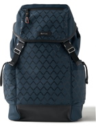 PAUL SMITH - Leather-Trimmed Logo-Print Shell Backpack - Blue