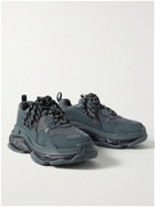 Balenciaga - Triple S Mesh and Leather Sneakers - Blue