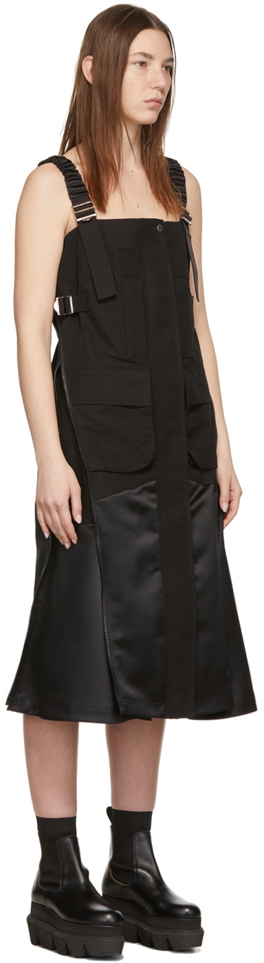 Sacai Black Grosgrain Mix Mid-Length Dress Sacai