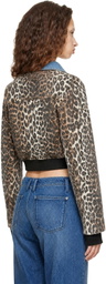 GANNI Multicolor Print Denim Small Bomber Jacket