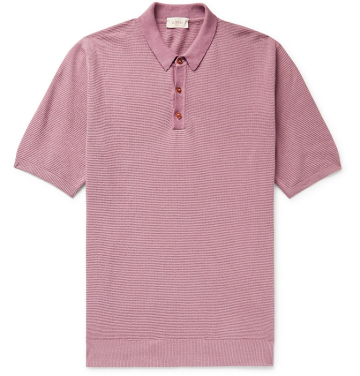 Photo: Altea - Textured Linen and Cotton-Blend Polo Shirt - Purple