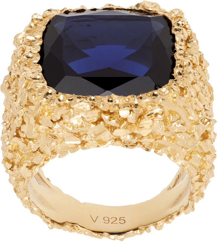 Photo: Veneda Carter Gold VC077 Large Square Sapphire Ring