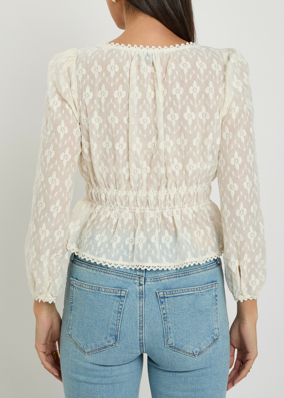 Paige Jay Embroidered Cotton and Silk-blend Blouse White