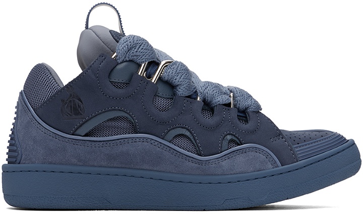 Photo: Lanvin Blue Leather Curb Sneakers