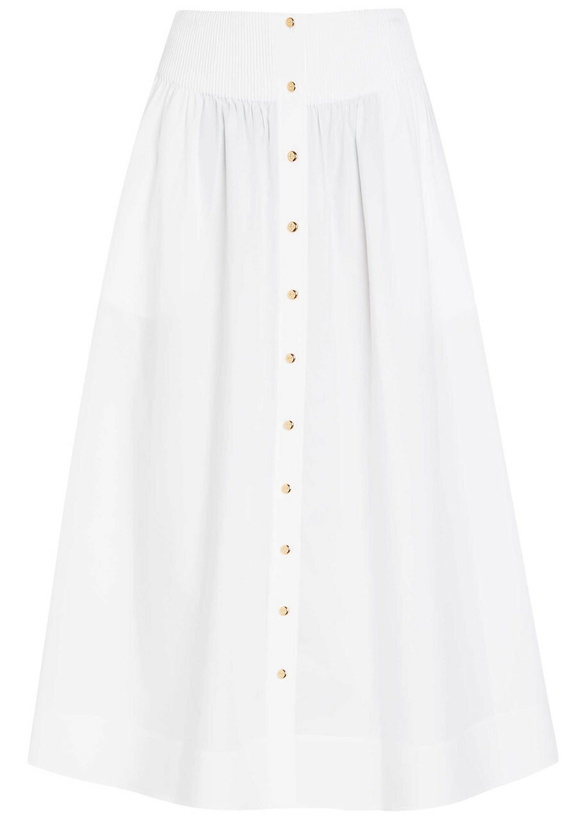 Photo: Tory Burch Romy Stretch Cotton-poplin Midi Skirt White