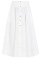 Tory Burch Romy Stretch Cotton-poplin Midi Skirt White