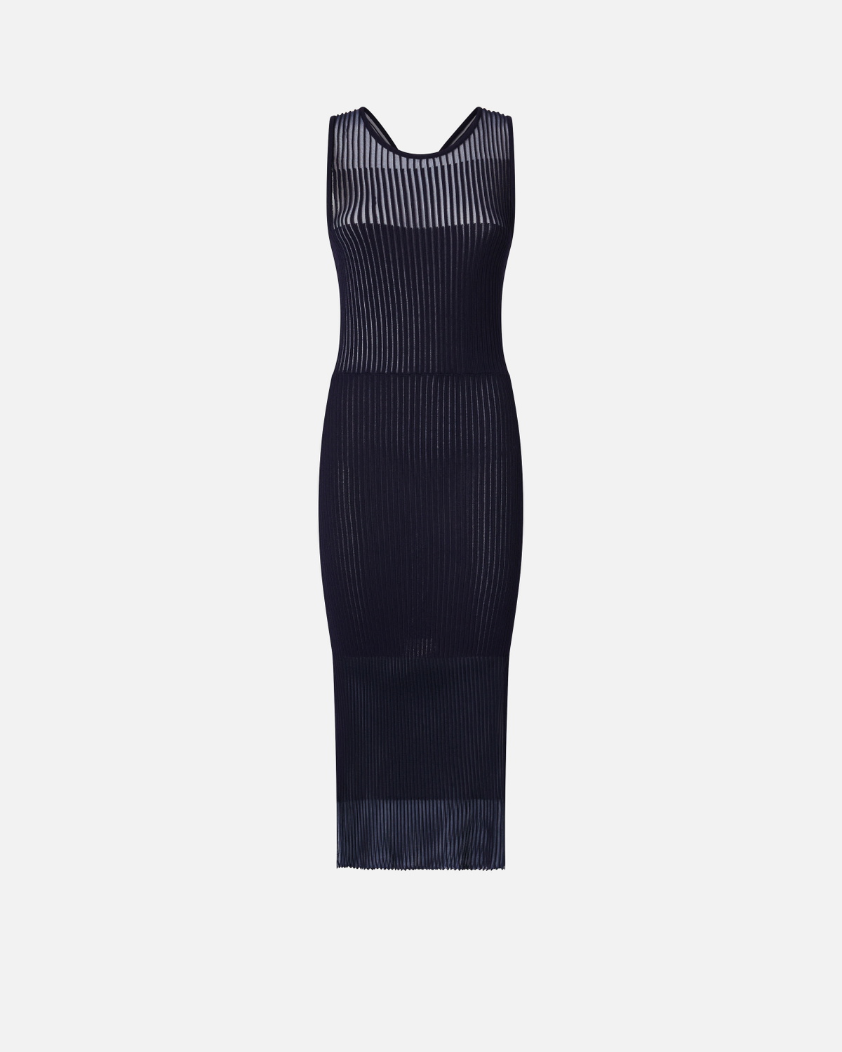 Pinko Fitted Midi Dress With Transparent Ribs Gloomy Blue