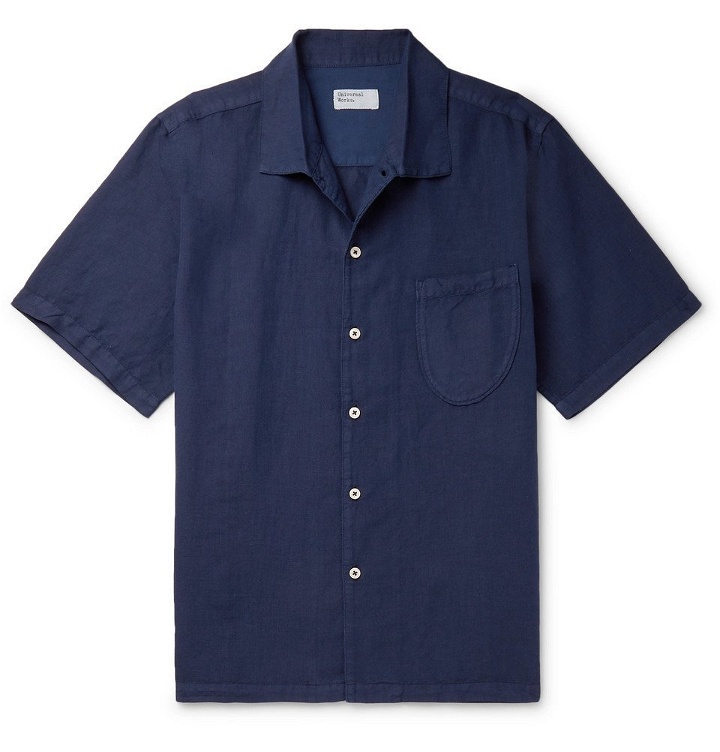 Photo: Universal Works - Overdyed Linen and Cotton-Blend Shirt - Indigo