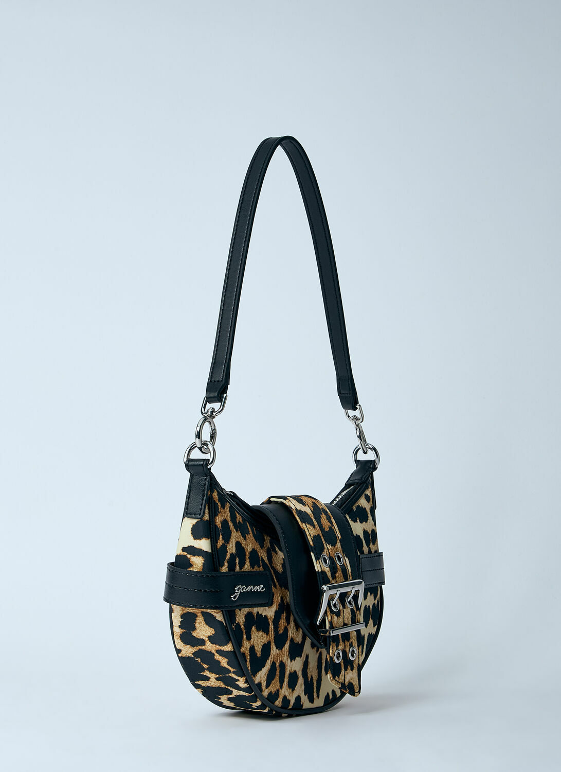GANNI Small Leopard Bucky Crossbody Bag