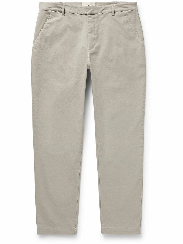 Photo: Folk - Tapered Stretch-Cotton Trousers - Gray