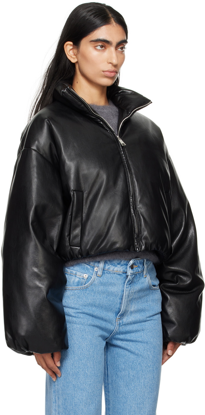 ジャケット・アウター vegan leather down jacket Nanushka Black Lilima Down Vegan Leather Jacket Nanushka
