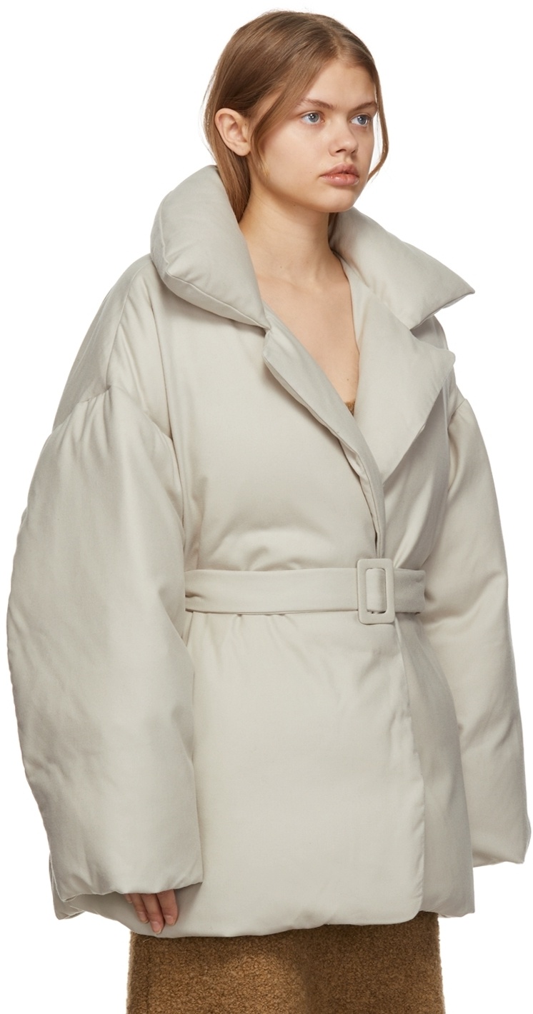System Grey Down Belted Puffer Coat System