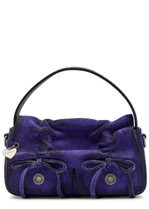Photo: Acne Studios Multipocket Micro Distressed Suede top Handle bag - Violet - One Size