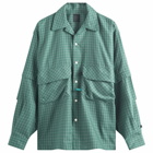 DAIWA Men's Tech Sports Open Collar Shirt in Dark Green Check