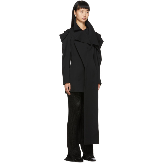 Yohji Yamamoto Black Deconstructed Shoulder Asymmetrical Coat