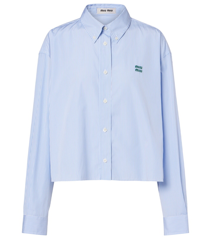Photo: Miu Miu Pinstripe cropped cotton poplin shirt