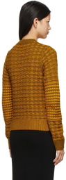 Victoria Beckham Khaki & Orange Merino Houndstooth Textured Sweater