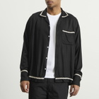 NOMARHYTHM TEXTILE Men's Trim Embroidery Open Collar Shirt in Black