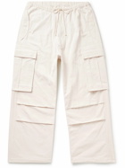 Story Mfg. - Peace Straight-Leg Embroidered Slub Organic Cotton-Canvas Cargo Trousers - Neutrals
