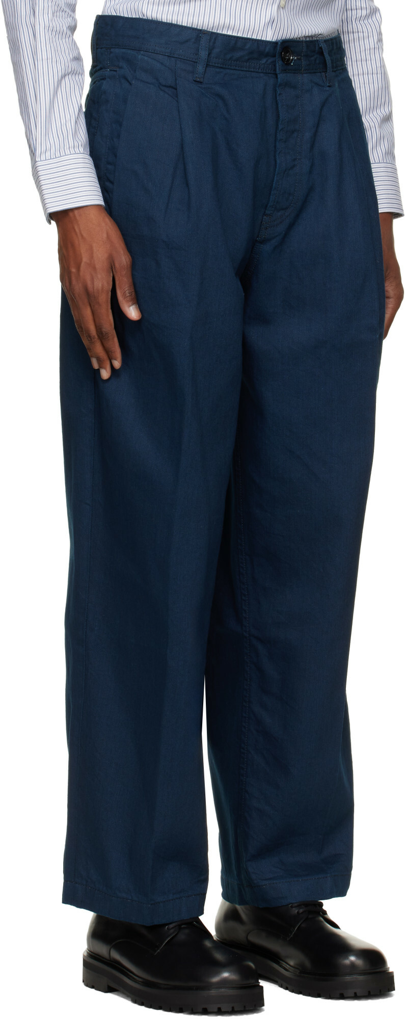 Hugo Navy Relaxed-Fit Soft Cotton Jeans