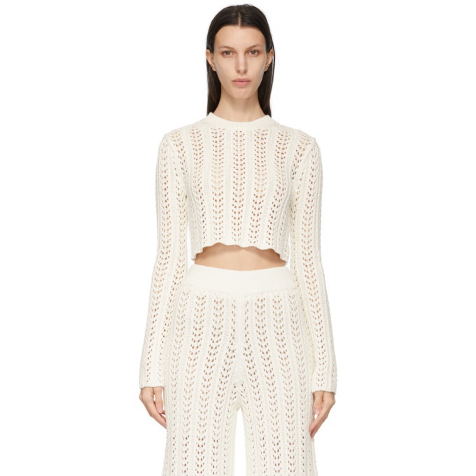 Photo: DRAE Off-White Net Knit Cropped Sweater