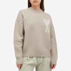 AMI Paris Women's Off White Big ADC Crew Jumper in Light Beige/Off White