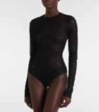 Givenchy Monogram 72 Glitter sheer mesh bodysuit