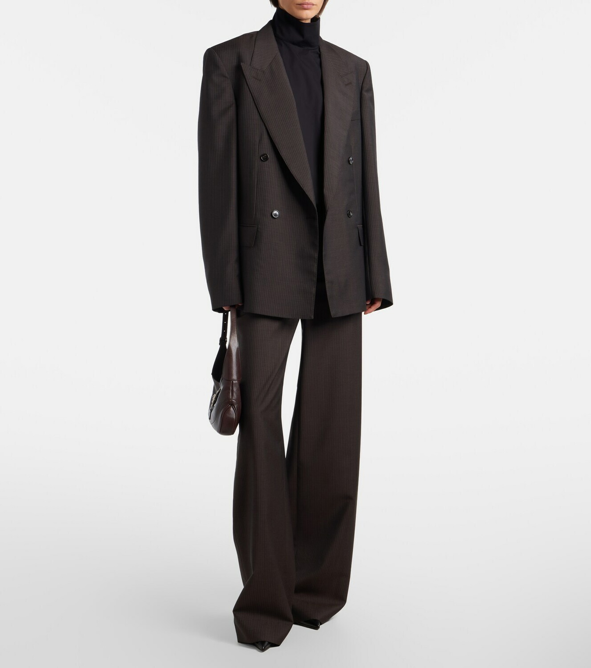 Gucci Pinstripe wool and mohair wide-leg pants