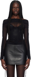 Atlein SSENSE Exclusive Black Off-The-Shoulder Long Sleeve T-Shirt