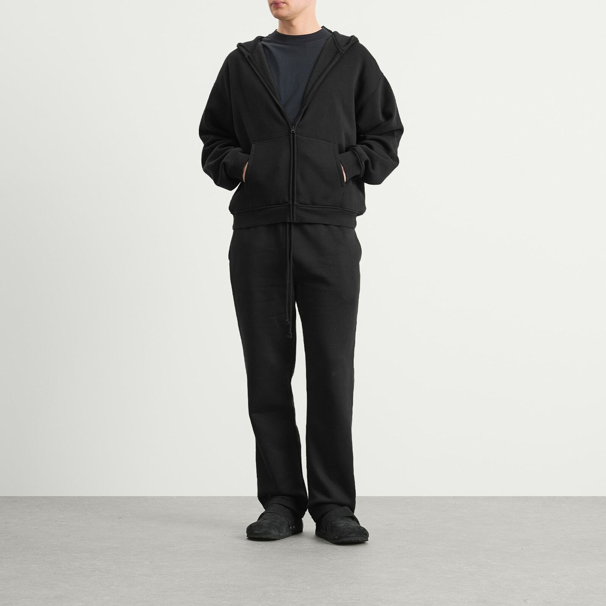 SKIMS Men's Zip Hoodie in Washed Onyx