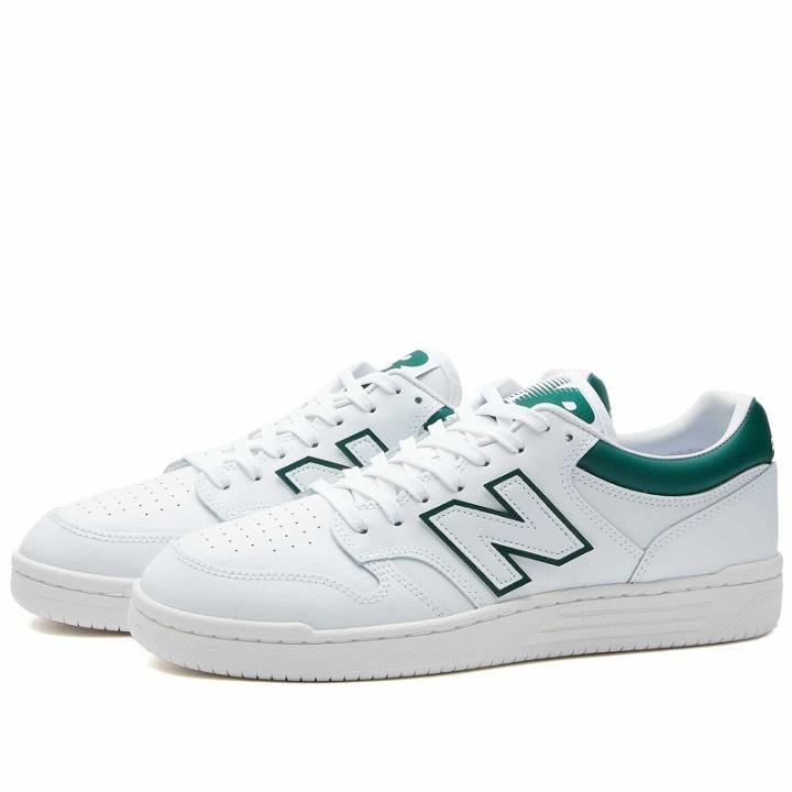Photo: New Balance Men's BB480LGT Sneakers in White/Green