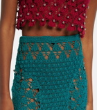 Rabanne Embellished crochet cotton midi skirt
