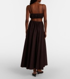 Staud Milano pleated cotton-blend maxi skirt