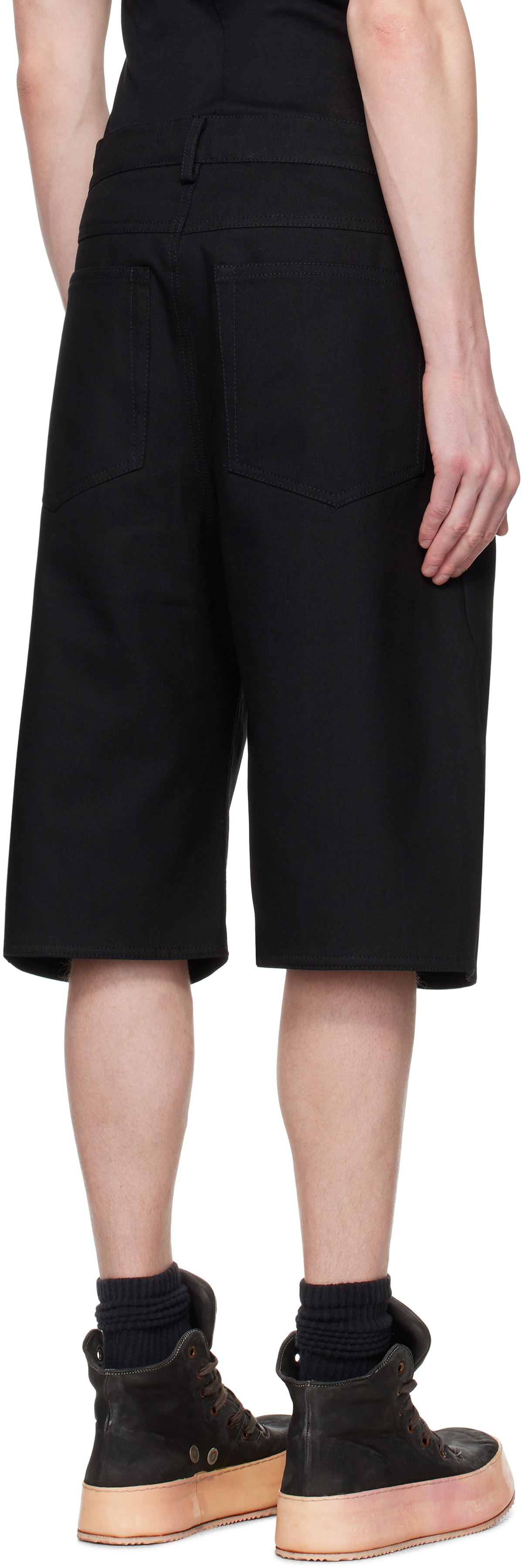 A Diciannoveventitre Black Mark Denim Shorts