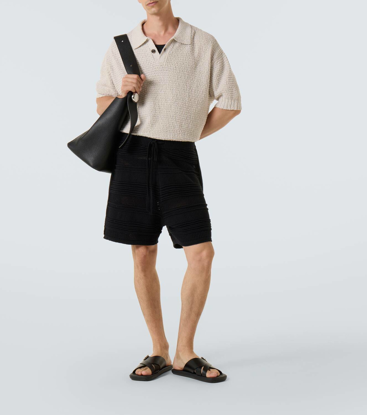 Commas Cotton-blend crochet Bermuda shorts