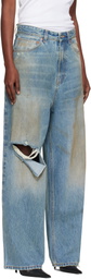VETEMENTS Blue Distressed Baggy Jeans