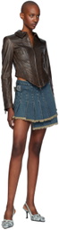 Feng Chen Wang Blue Pleated Denim Miniskirt