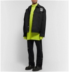 Raf Simons - Oversized Logo-Appliquéd Faux Fur-Lined Denim Jacket - Black