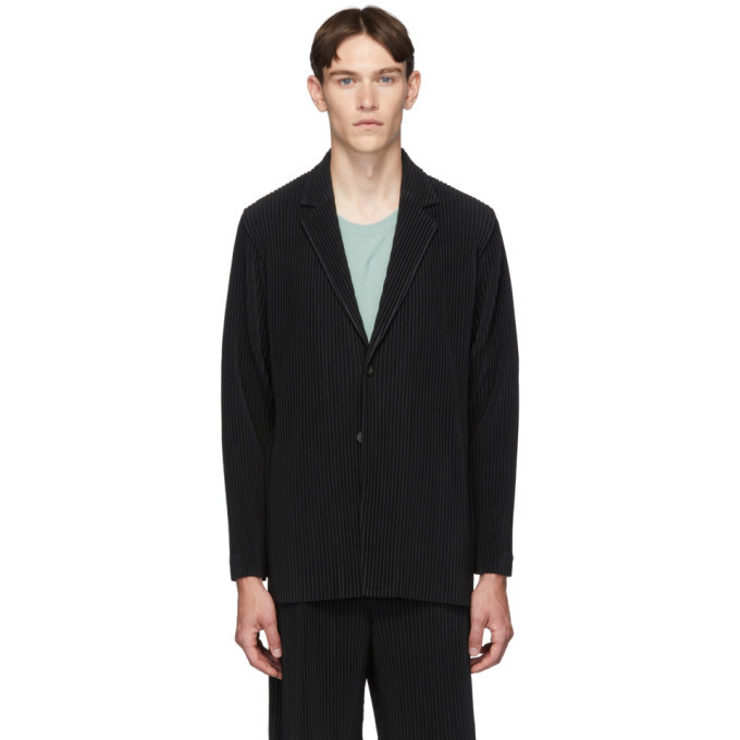 Homme Plisse Issey Miyake Black Pleated Basics Blazer Homme Plisse