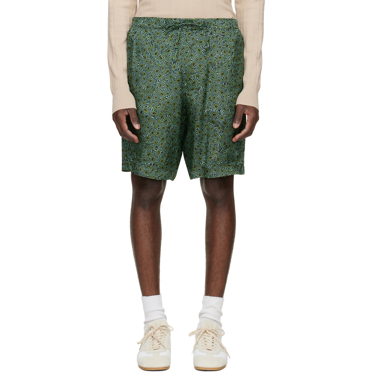 Dries Van Noten Green Viscose Shorts