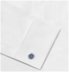 DUNHILL - Logo-Engraved Rhodium-Plated Agate Cufflinks - Blue