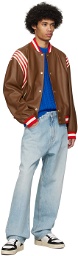 Bally Brown Striped Leather Jacket