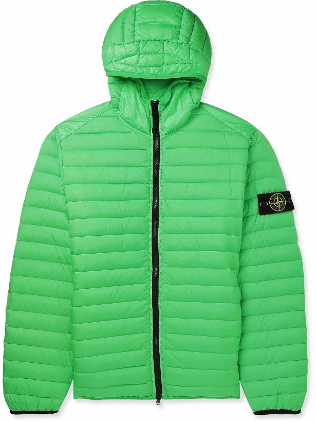 Photo: Stone Island - Channel Logo-Appliquéd Quilted Shell Hooded Down Jacket - Green